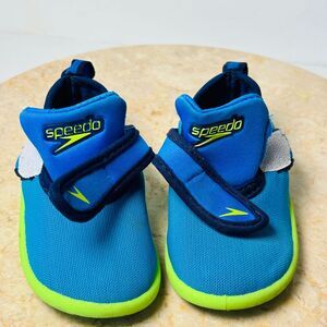 Speedo Toddler Kids Size S 5-6 Water Slip On Shoes Blue Green Beach Sand Outdoor